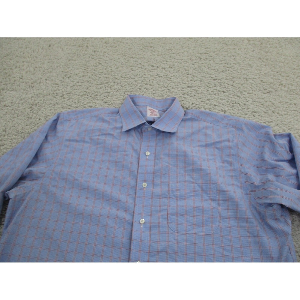 Brooks Brothers Shirt Mens 17 33 Blue Button Preppy Cotton Madison Formal A2 - Picture 3 of 8